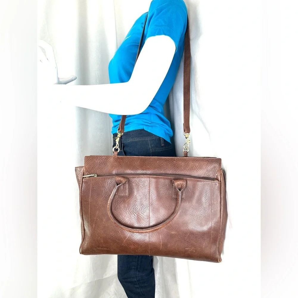 Piel Morena Brown Leather Large Briefcase Business Laptop Travel